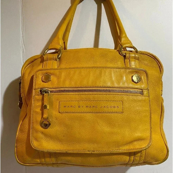 Marc By Marc Jacobs yellow leather satchel handbag - Picture 1 of 15